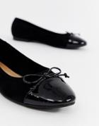 Asos Design Larva Toe Cap Ballet Flats-black