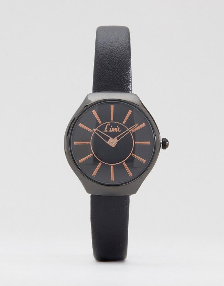 Limit Black Strap Watch With Black Dial - Black