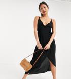 Asos Design Petite Cami Wrap Maxi Dress In Black