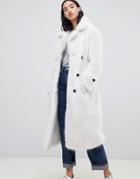Urban Code Fendora Faux Fur Trench Coat - White
