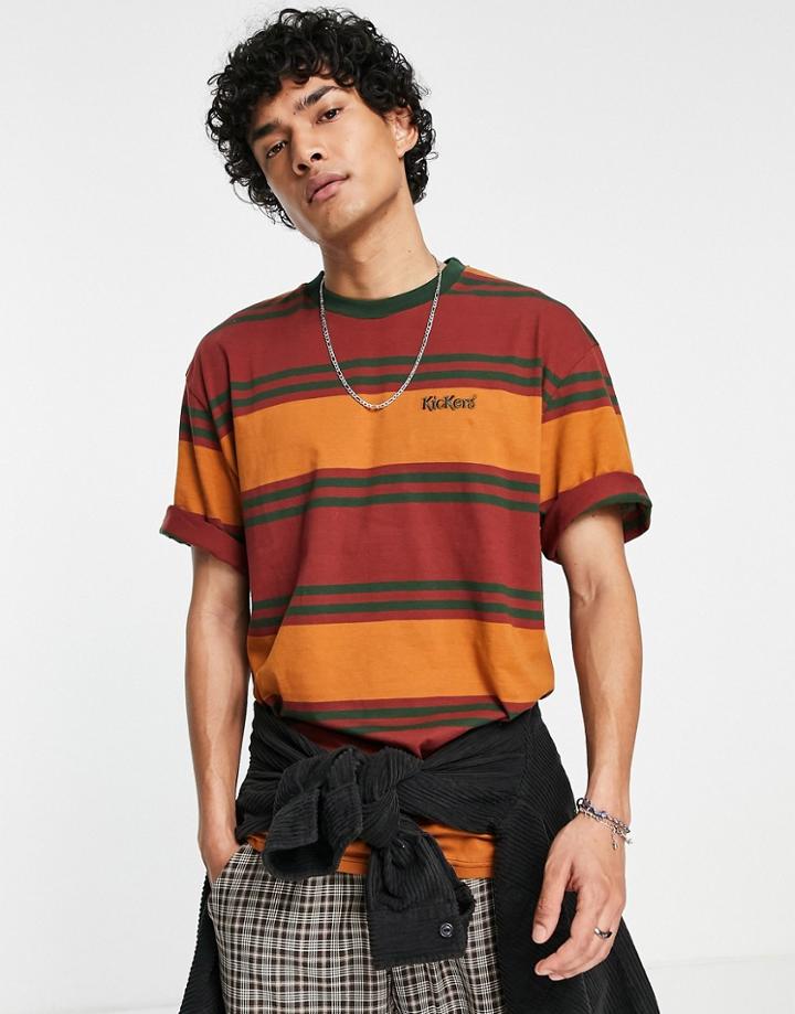 Kickers Stripe Logo T-shirt In Brown