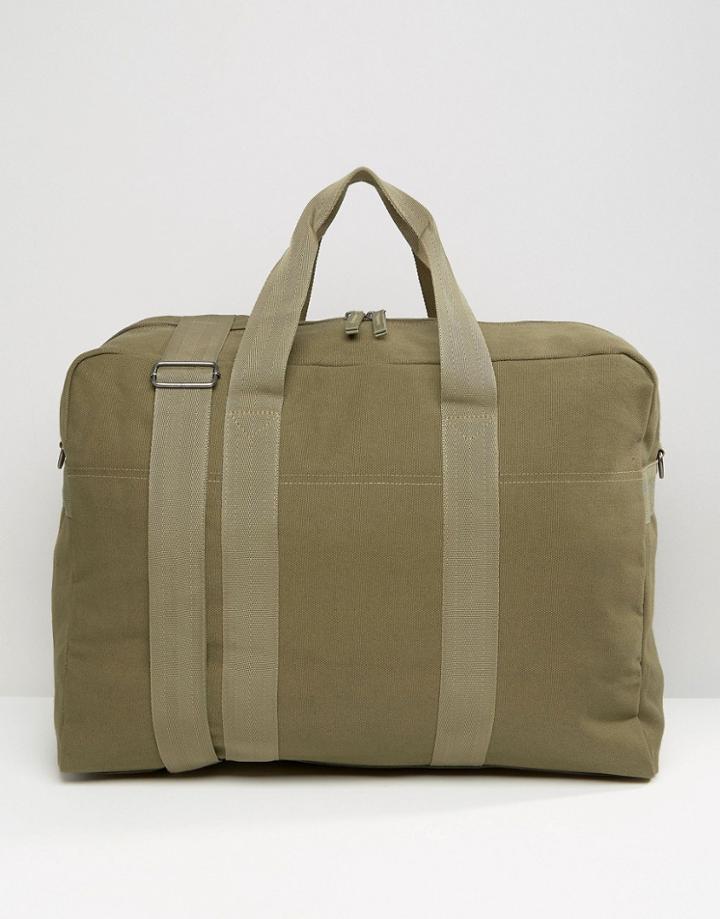 Asos Carryall In Khaki Canvas - Green