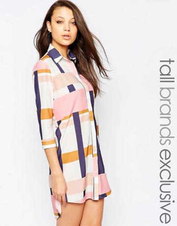 Alter Tall Oversized Graphic Printed Shirt Dress - Multi