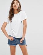 Daisy Street T-shirt With Dinosaur Pocket - White
