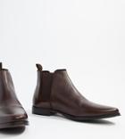 Asos Design Wide Fit Chelsea Boots In Brown Leather With Brown Sole - Brown