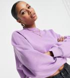 Asos Design Petite Crop Sweatshirt With Seam Detail In Violet-purple