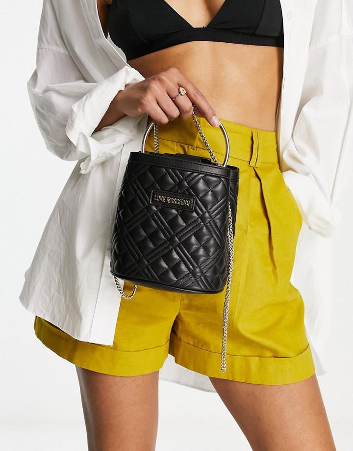 Love Moschino Top Handle Quilted Grab Bag In Black
