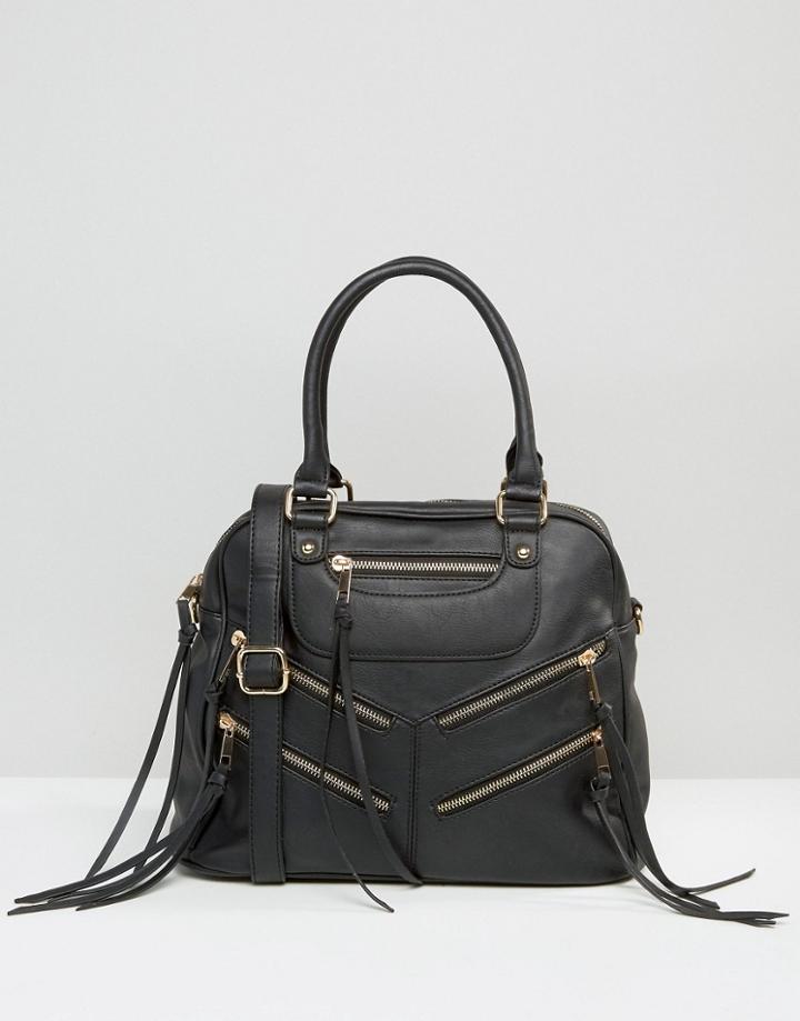 Yoki Fashion Bag With Zips - Black