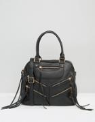Yoki Fashion Bag With Zips - Black