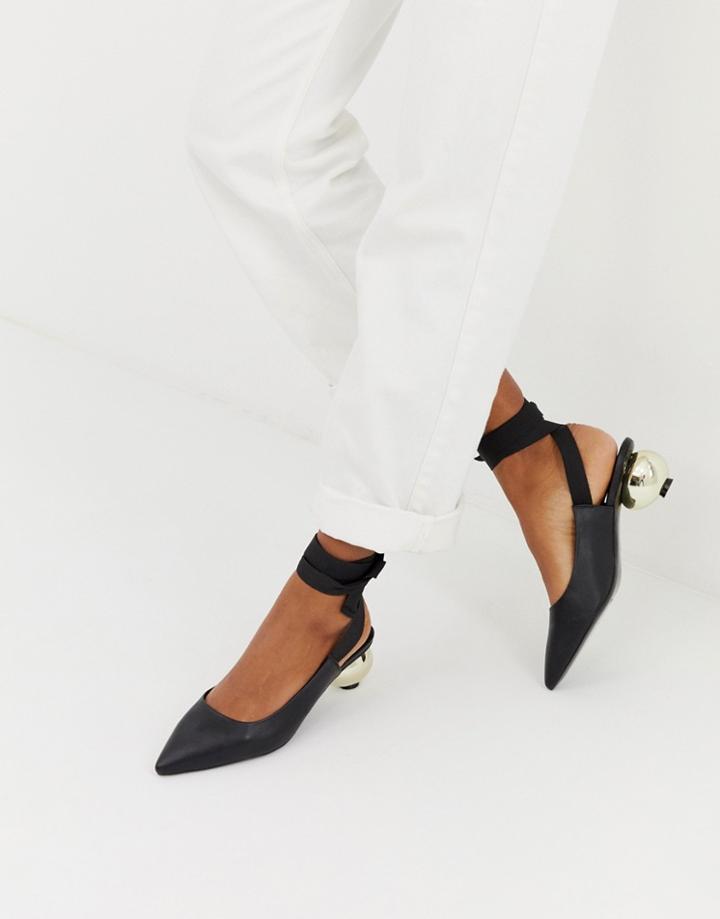 Asos Design Signature Ball Mid Heels - Black