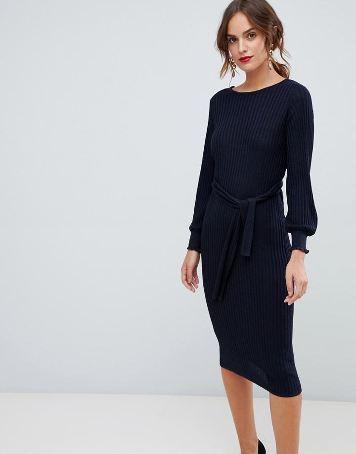 Y.a.s Sparkle Midi Dress With Tie Detail-black