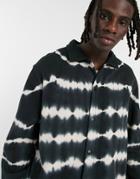 Asos Design Oversized Jersey Harrington Jacket In Black Tie Dye - Part Of A Set