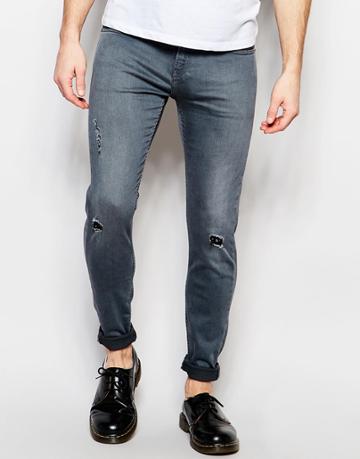 D.i.e. Storm Extreme Super Skinny Distressed Jeans In Worn Gray - Grey Wash 3
