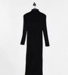 Fashionkilla Plus Knit High Neck Midi Body-conscious Dress In Black