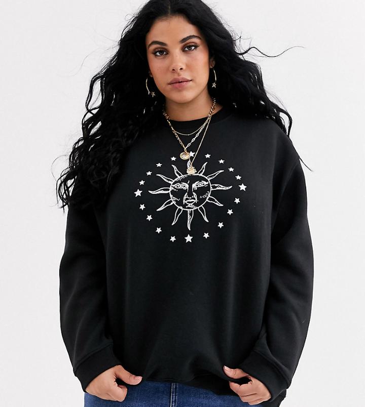 Daisy Street Plus Relaxed Sweatshirt With Solstice Print