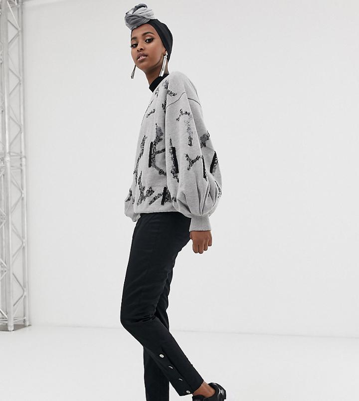 Verona Button Detail Ankle Pants In Black