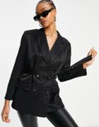 French Connection Carena Set Suit Jacket With Tie Waist In Black
