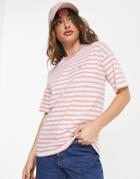 Carhartt Wip Robie Striped T-shirt In Pink-white