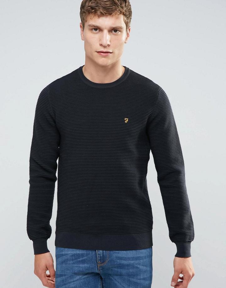 Farah Slim Textured Rib Knit Sweater In Black - Black
