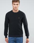 Farah Slim Textured Rib Knit Sweater In Black - Black