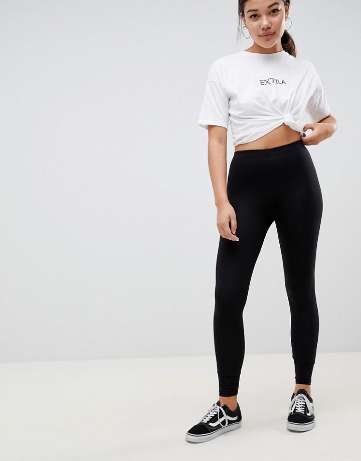 Asos Design Premium Supersoft Leggings In Cotton Modal - Black