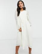 Y.a.s Olivia Ruched Waist Midi Dress In Cream-white