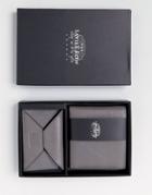 Saville Row Leather Wallet And Card Holder With Suede Inner Set - Gray
