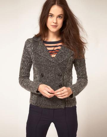 Nw3 Woodlands Double Breasted Textured Knit Cardi - Gray
