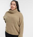 Vero Moda Curve Sweater With Roll Neck In Beige-pink