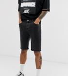 Heart & Dagger Slim Fit Denim Short In Washed Black - Black