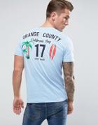 Brave Soul Back Printed Surf T-shirt - Blue