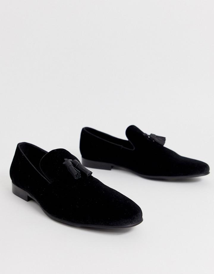 Office Imperial Velvet Slipper Loafers In Black