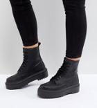 Asos Design Attitude Wide Fit Chunky Lace Up Boots - Black