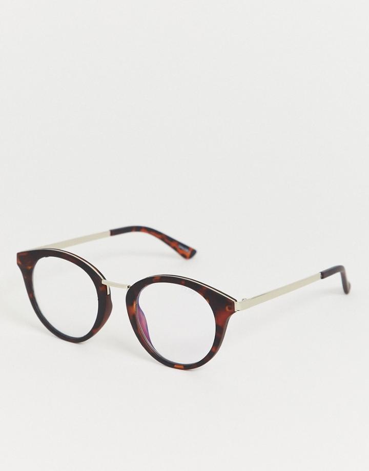 Quay Australia Gotta Run Round Clear Lens Glasses In Tort - Clear