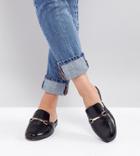Asos Design Movie Wide Fit Leather Mule Loafers - Black