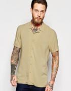Asos Viscose Revere Collar Shirt In Camel - Camel