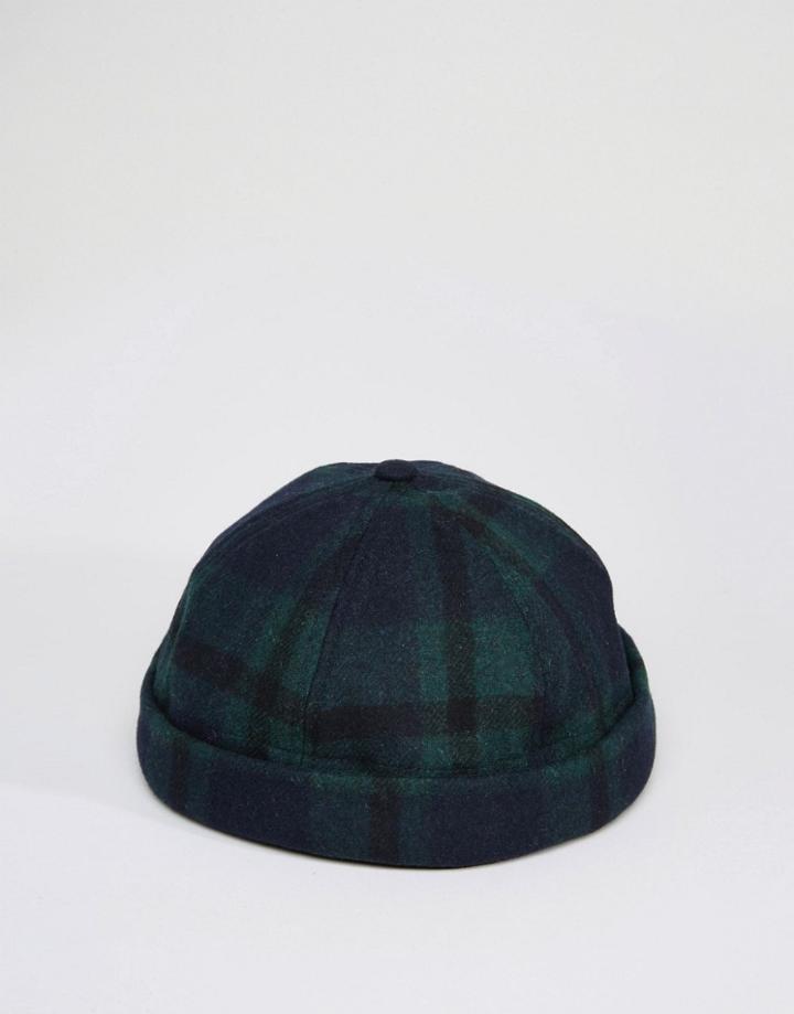 Asos Docker Cap In Black Watch Check