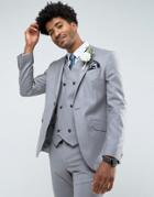 Asos Slim Suit Jacket In 100% Wool In Mid Gray - Gray