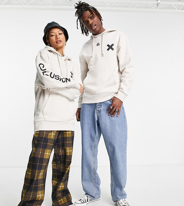 Collusion Unisex Logo Hoodie In Off White