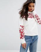 Mango Embroidered Sweatshirt - White