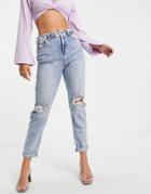 New Look Ripped Boyfriend Jean In Blue-blues