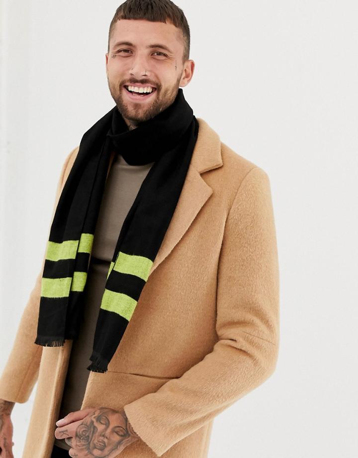 7x Scarf With Neon Stripe - Black