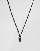 Icon Brand Stone Pendant Necklace On Suedette Cord - Black