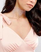 Asos Fine Lace Choker Necklace - Brown