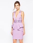 Forever Unique Paulina Dress With Embellished Waist - Lilac