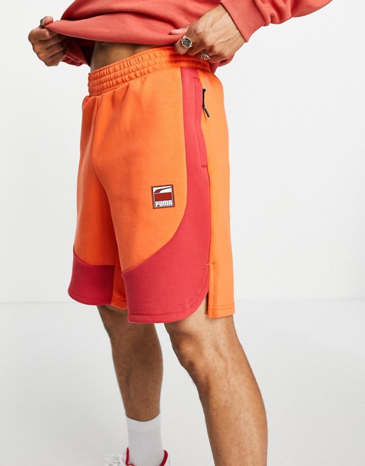 Puma Hoops Jersey Shorts In Maroon-red