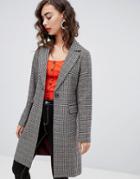 New Look Check Tailored Coat - Brown