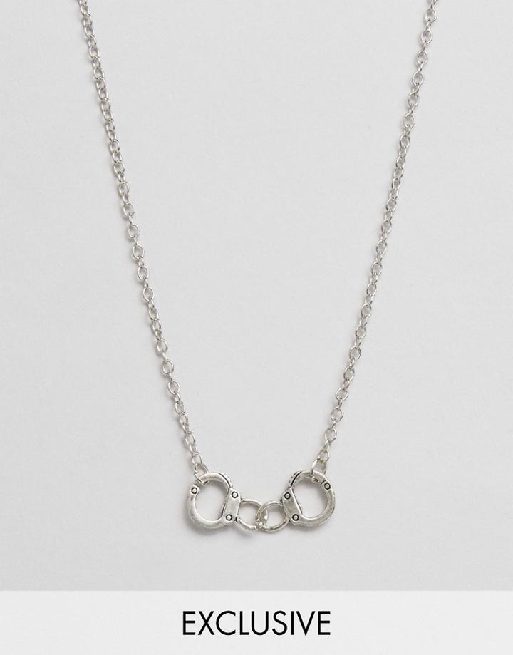 Reclaimed Vintage Handcuffs Necklace - Silver