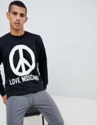 Love Moschino Sweat With Peace Logo - Black