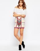 Pepe Jeans Canvas Mini Skirt With All Over Beading - Natural